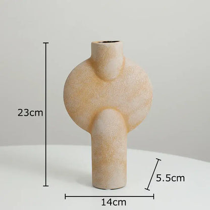 Modern muted tones ceramic disc vase set living room decor