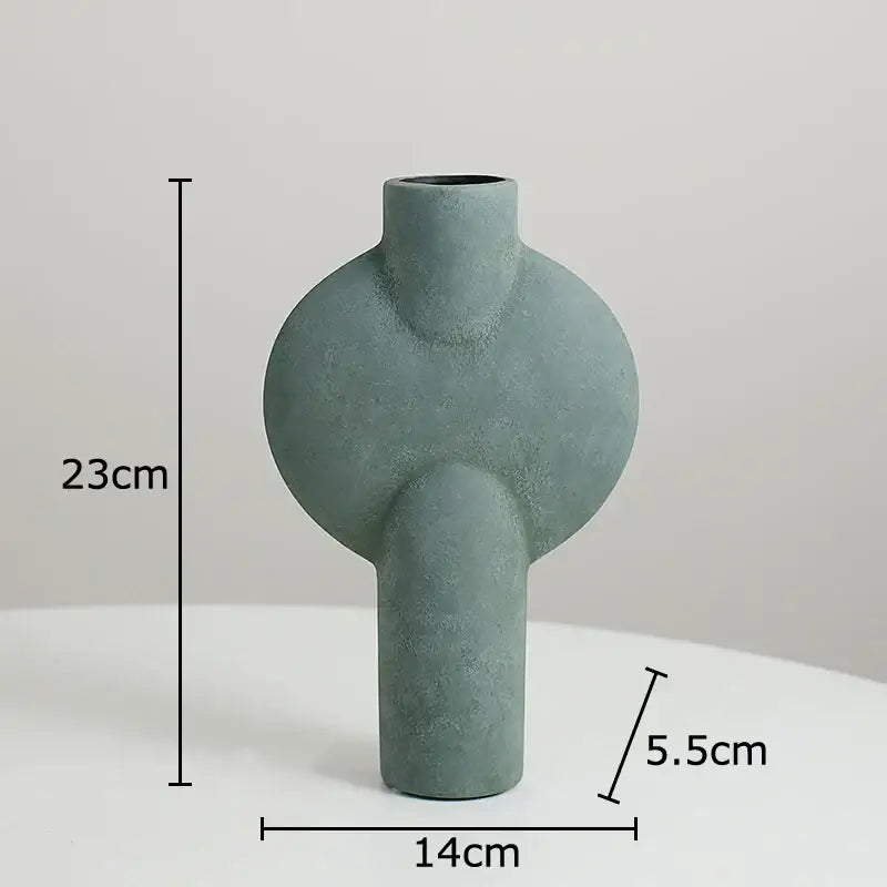 Modern muted tones ceramic disc vase set living room decor