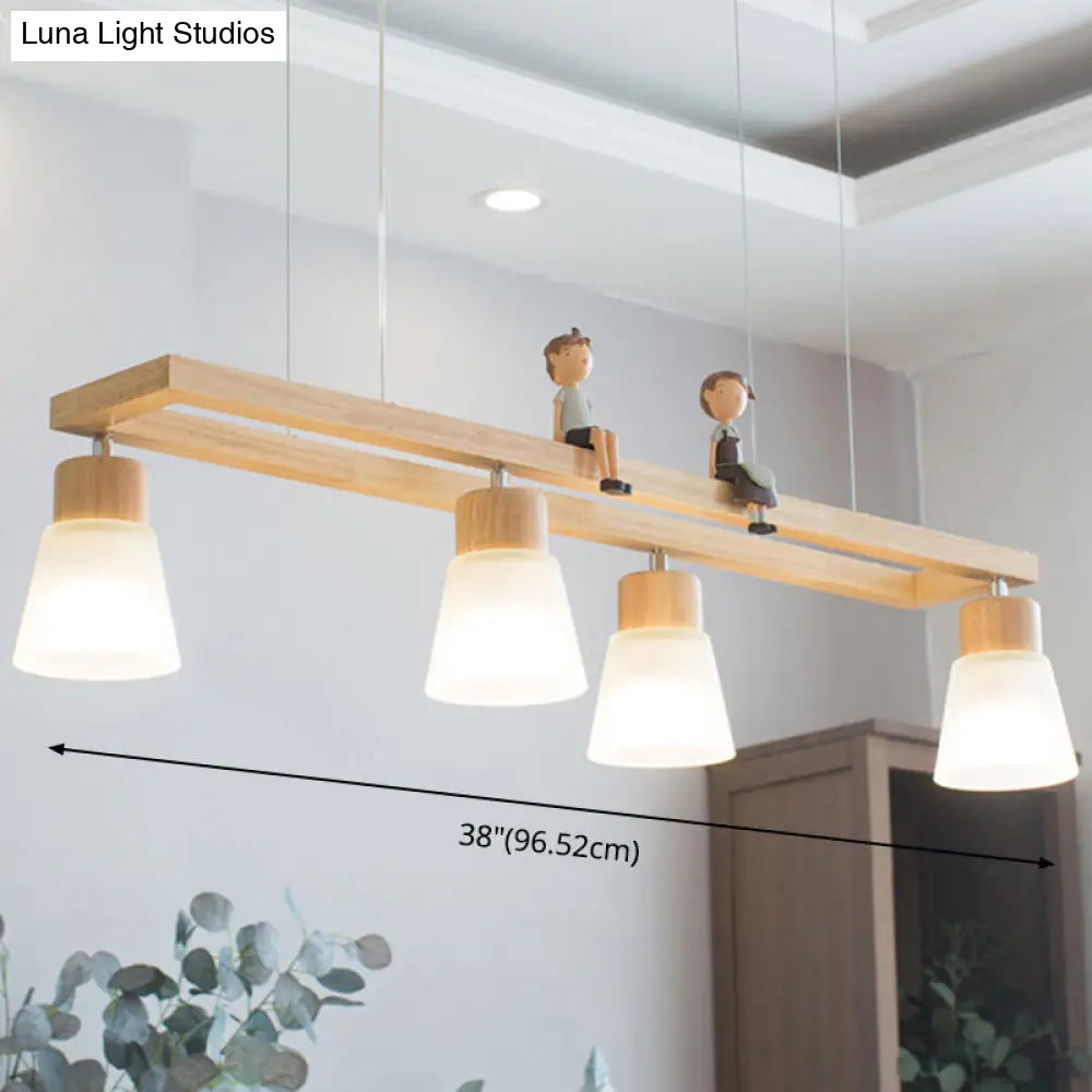 DecorBites™ Modern Natural Wood Rectangle Island Pendant Light