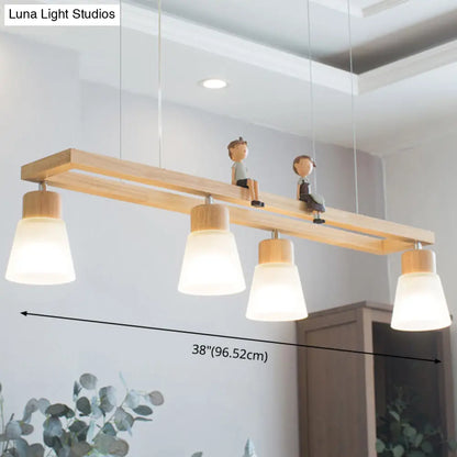 DecorBites™ Modern Natural Wood Rectangle Island Pendant Light