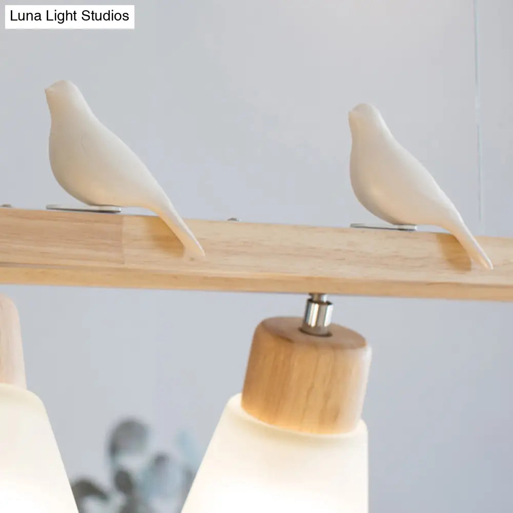 DecorBites™ Modern Natural Wood Rectangle Island Pendant Light