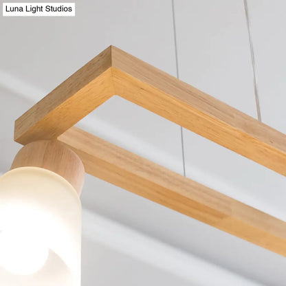 DecorBites™ Modern Natural Wood Rectangle Island Pendant Light