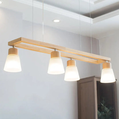 DecorBites™ Modern Natural Wood Rectangle Island Pendant Light