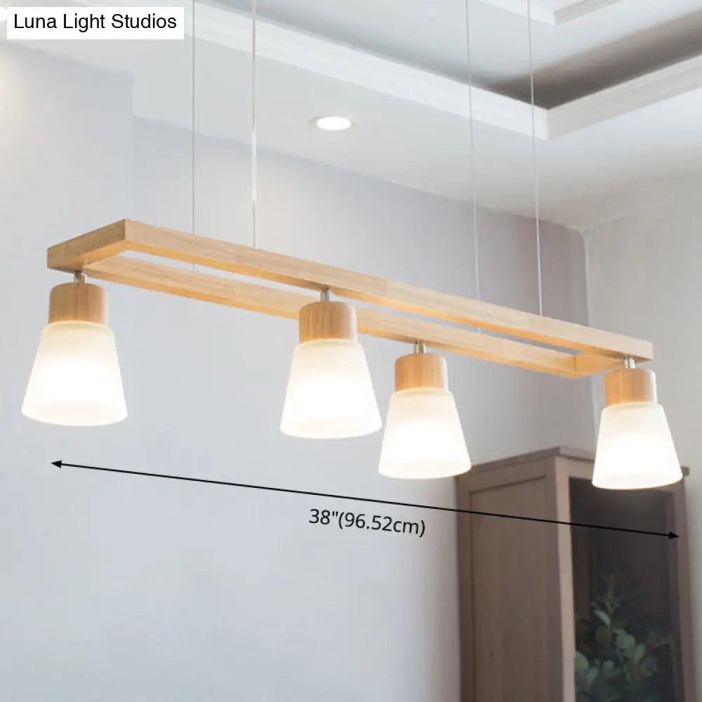 DecorBites™ Modern Natural Wood Rectangle Island Pendant Light