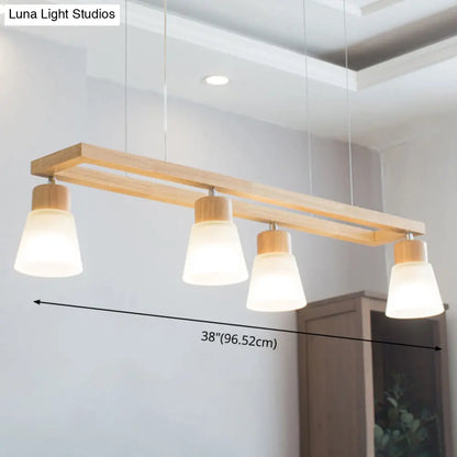 DecorBites™ Modern Natural Wood Rectangle Island Pendant Light