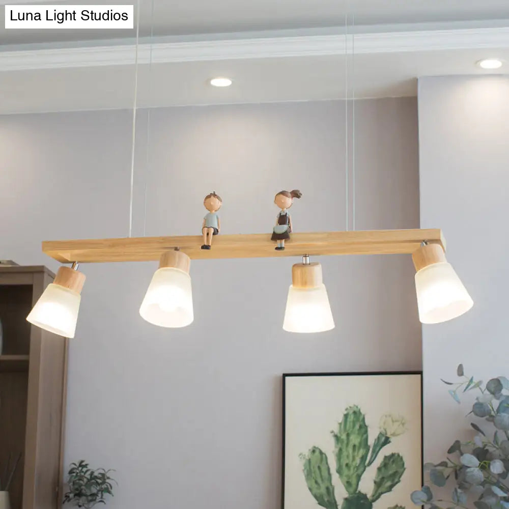 DecorBites™ Modern Natural Wood Rectangle Island Pendant Light