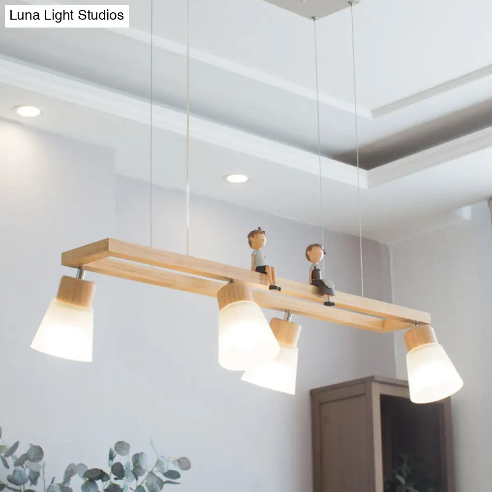 DecorBites™ Modern Natural Wood Rectangle Island Pendant Light