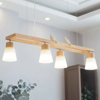 DecorBites™ Modern Natural Wood Rectangle Island Pendant Light