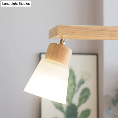 Modern natural wood rectangle island pendant light kitchen with figures