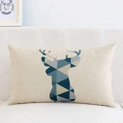 Modern navy & beige geometric elk pillow cover 30x50cm living room