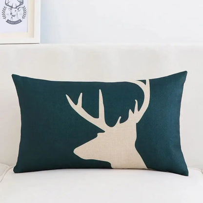 Modern navy & beige geometric elk pillow cover 30x50cm living room