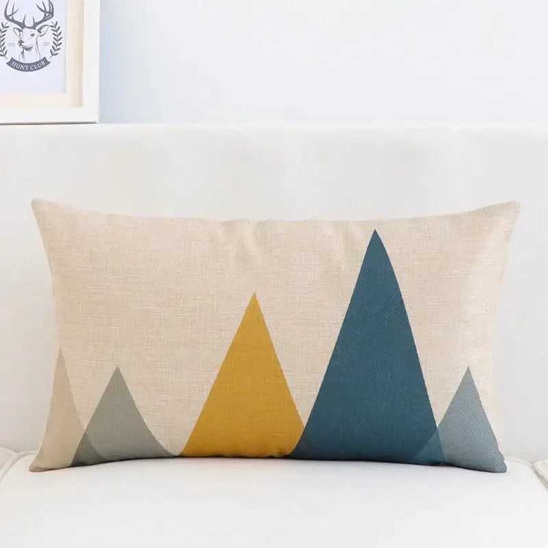 Modern navy & beige geometric elk pillow cover 30x50cm living room