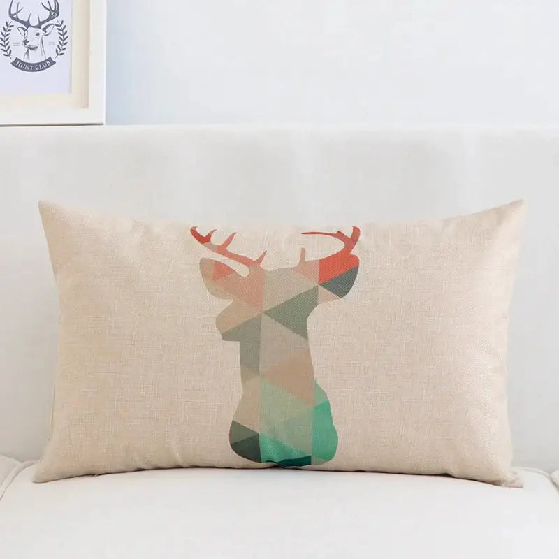 Modern navy & beige geometric elk pillow cover 30x50cm living room