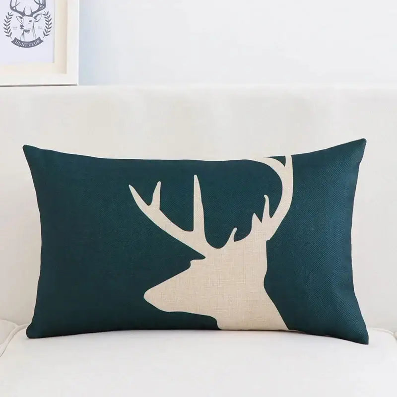 Modern navy & beige geometric elk pillow cover 30x50cm living room