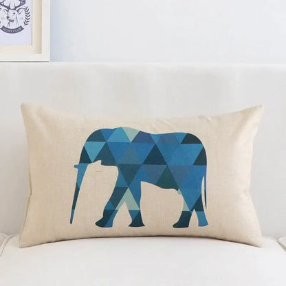 Modern navy & beige geometric elk pillow cover 30x50cm living room