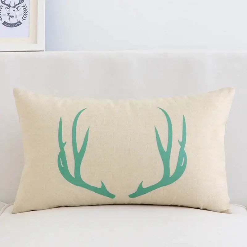 Modern navy & beige geometric elk pillow cover 30x50cm living room