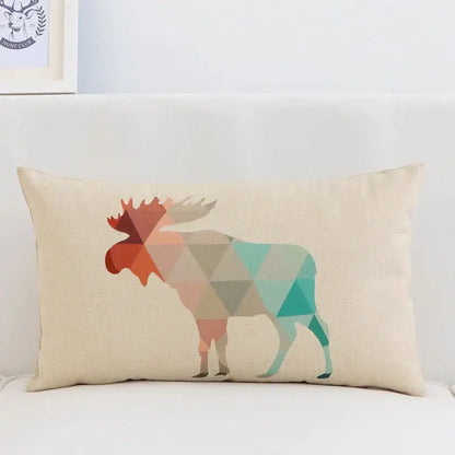 Modern navy & beige geometric elk pillow cover 30x50cm living room
