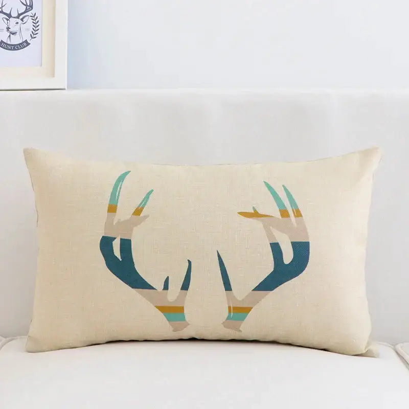 Modern navy & beige geometric elk pillow cover 30x50cm living room