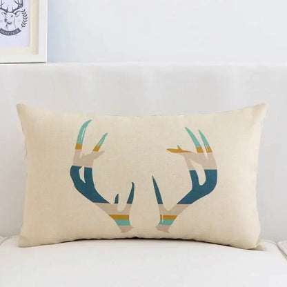 Modern navy & beige geometric elk pillow cover 30x50cm living room