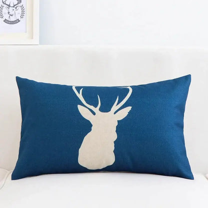 Modern navy & beige geometric elk pillow cover 30x50cm living room