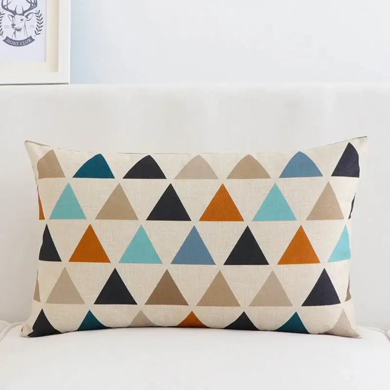Modern navy & beige geometric elk pillow cover 30x50cm living room