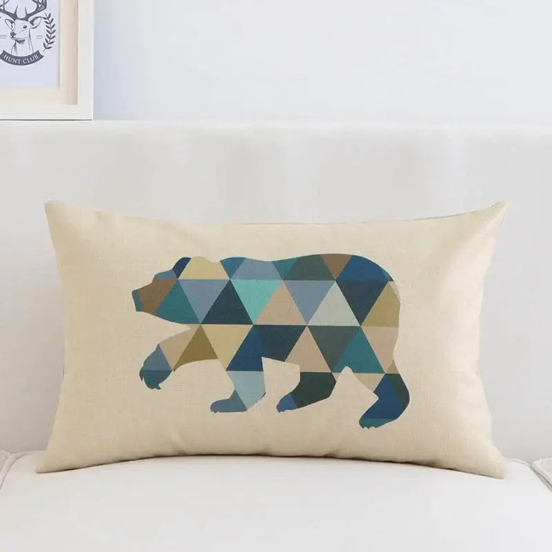 Modern navy & beige geometric elk pillow cover 30x50cm living room