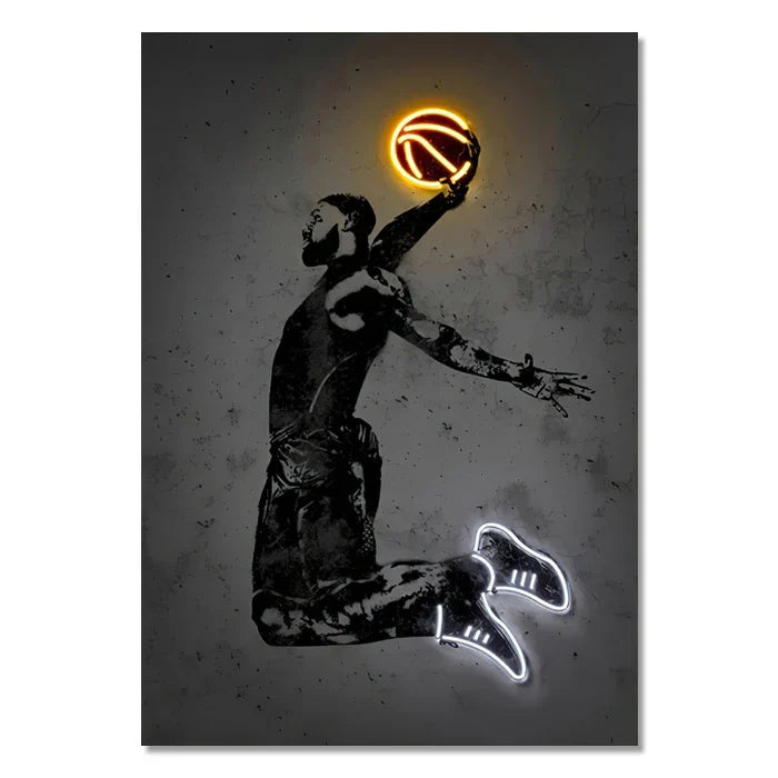 DecorBites™ Modern Neon Sports Star Wall Art Print
