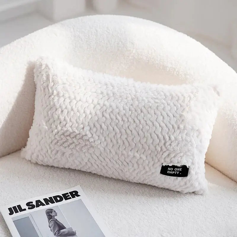 Modern neutral geometric texture plush cushion cover living room