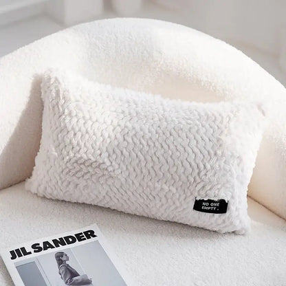 Modern neutral geometric texture plush cushion cover living room
