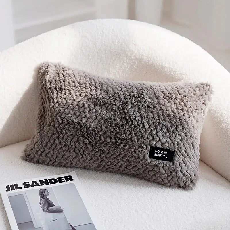 Modern neutral geometric texture plush cushion cover living room