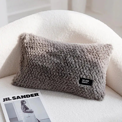 Modern neutral geometric texture plush cushion cover living room