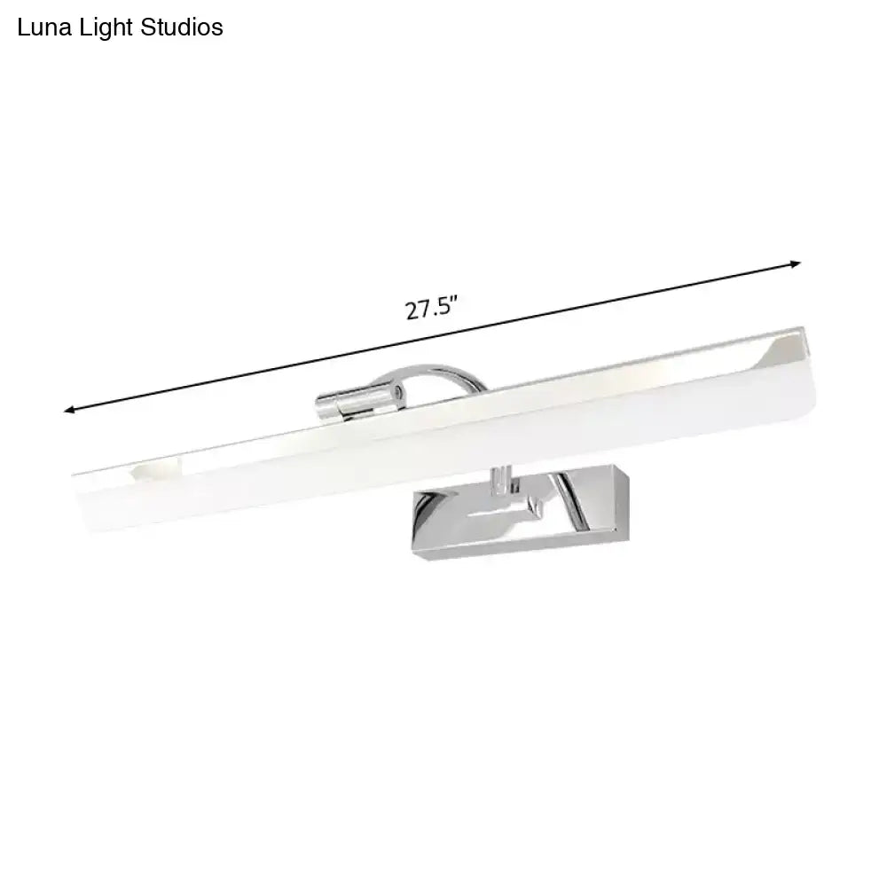 Modern nickel finish rectangular led vanity light – bathroom white light