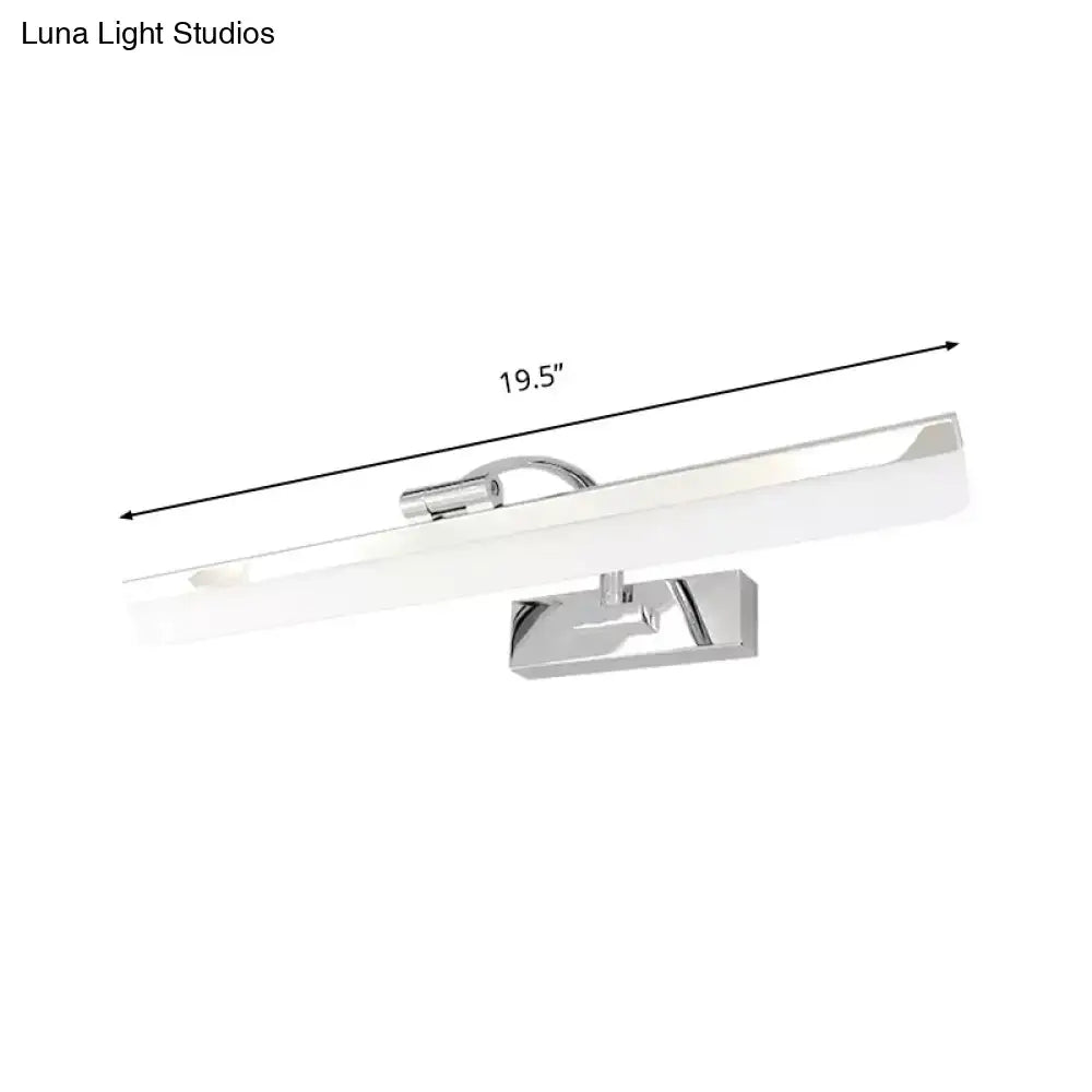 Modern nickel finish rectangular led vanity light – bathroom white light