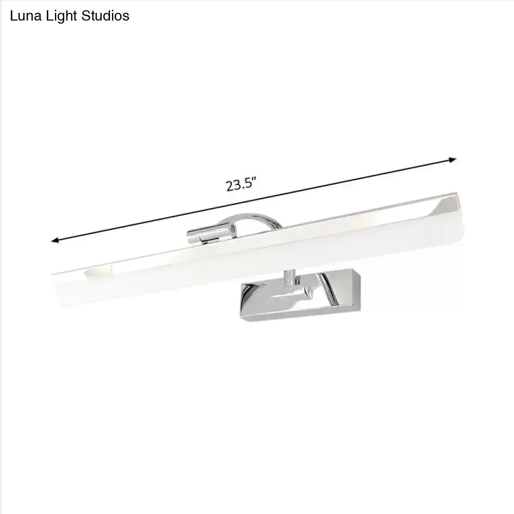 Modern nickel finish rectangular led vanity light – bathroom white light