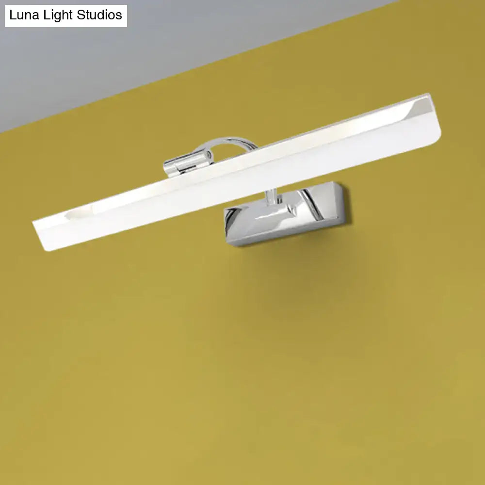 Modern nickel finish rectangular led vanity light – bathroom white light
