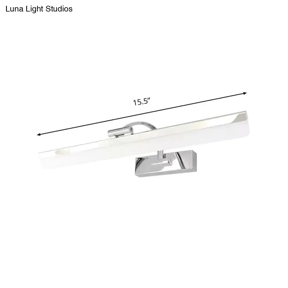 Modern nickel finish rectangular led vanity light – bathroom white light