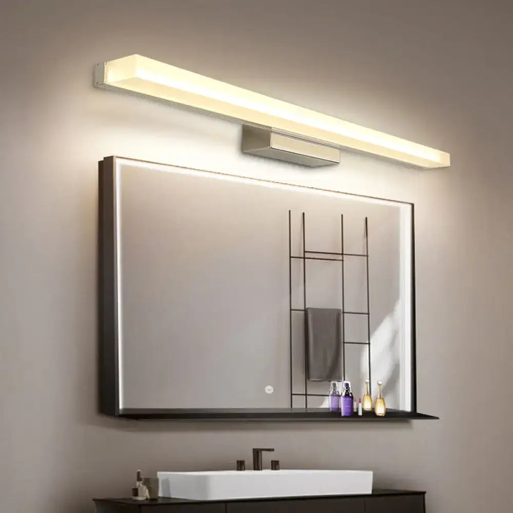 Modern nickel rectangular led wall light – bathroom vanity fixture