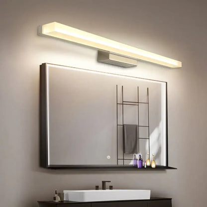 Modern nickel rectangular led wall light – bathroom vanity fixture