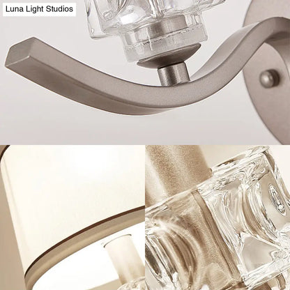 DecorBites™ Modern Nickle Finish Wall Sconce Light with Conic Fabric Shade - Ideal for Hallway