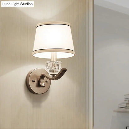 DecorBites™ Modern Nickle Finish Wall Sconce Light with Conic Fabric Shade - Ideal for Hallway
