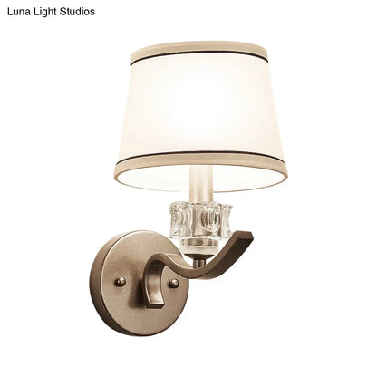 DecorBites™ Modern Nickle Finish Wall Sconce Light with Conic Fabric Shade - Ideal for Hallway