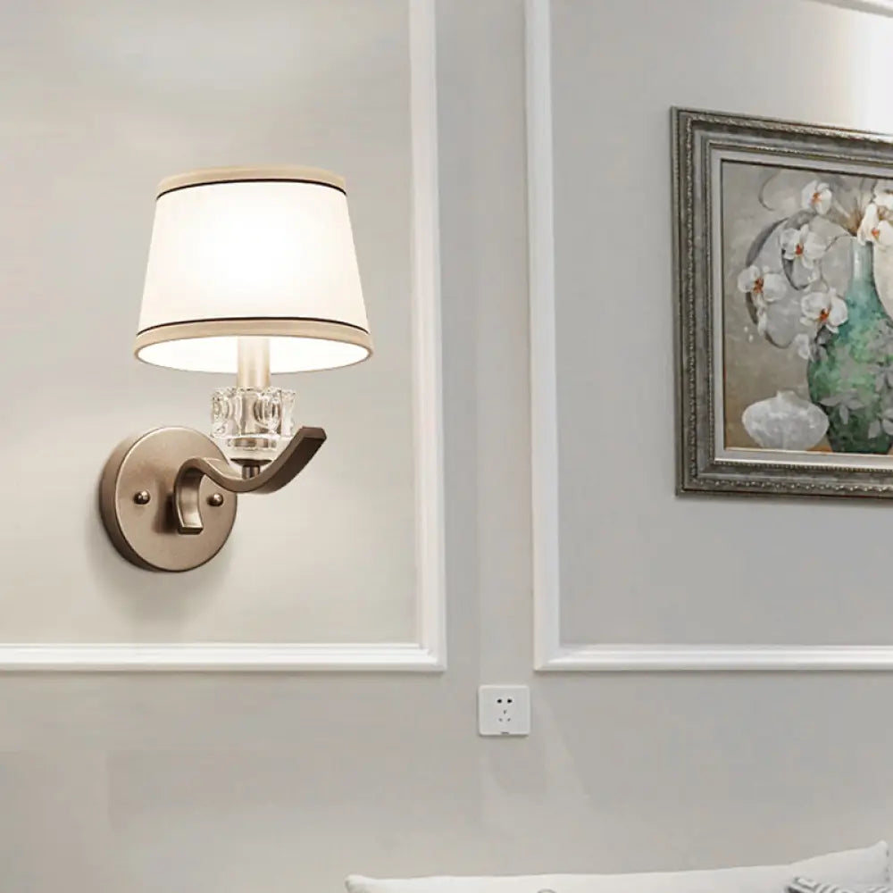 DecorBites™ Modern Nickle Finish Wall Sconce Light with Conic Fabric Shade - Ideal for Hallway