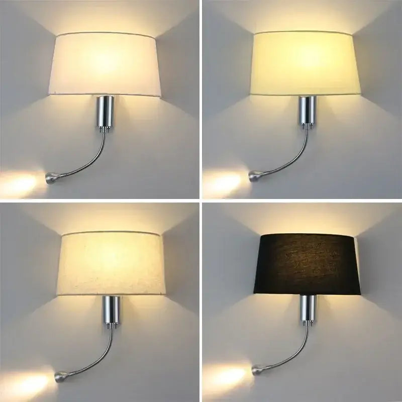 Modern nordic beige elegant fabric wall lamp bedroom reading light
