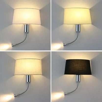 Modern nordic beige elegant fabric wall lamp bedroom reading light