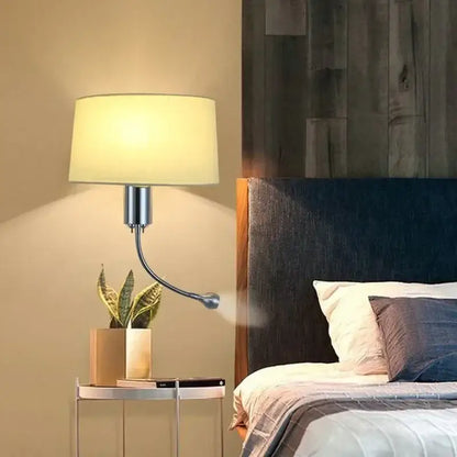 Modern nordic beige elegant fabric wall lamp bedroom reading light