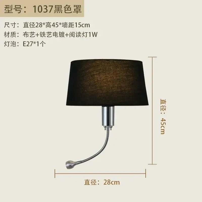 Modern nordic beige elegant fabric wall lamp bedroom reading light