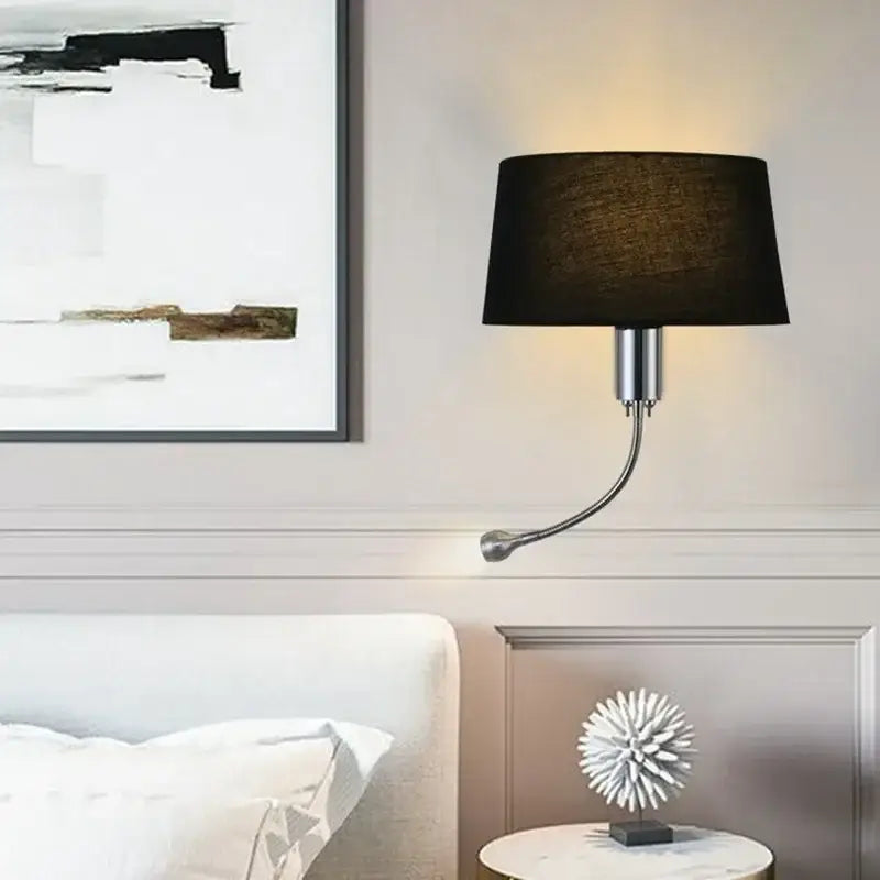 Modern nordic beige elegant fabric wall lamp bedroom reading light
