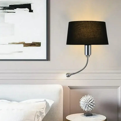 Modern nordic beige elegant fabric wall lamp bedroom reading light