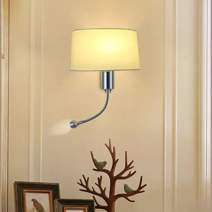Modern nordic beige elegant fabric wall lamp bedroom reading light