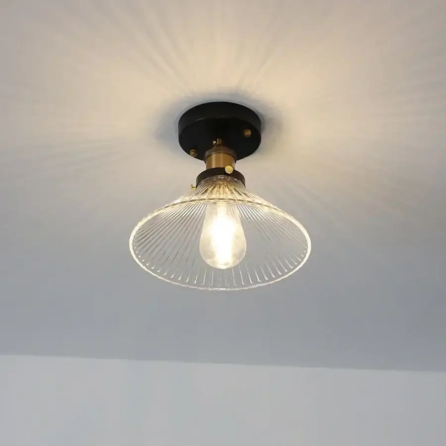 Modern nordic black & brass clear glass led ceiling lamp kitchen